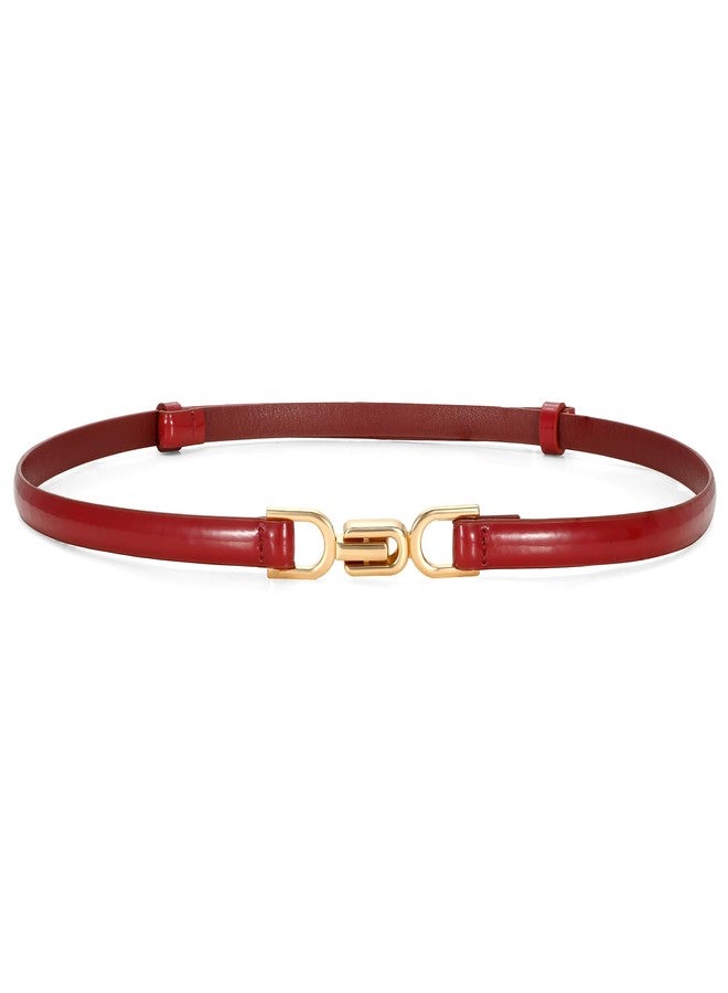 VONMELLI Women's Leather Skinny Belt for Dress Adjustable Thin Waist Belt for Ladies Red - Image 1